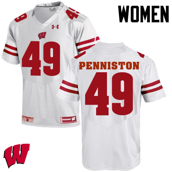 Wisconsin Badgers Women's #49 Kyle Penniston NCAA Under Armour Authentic White College Stitched Football Jersey CU40V48HD